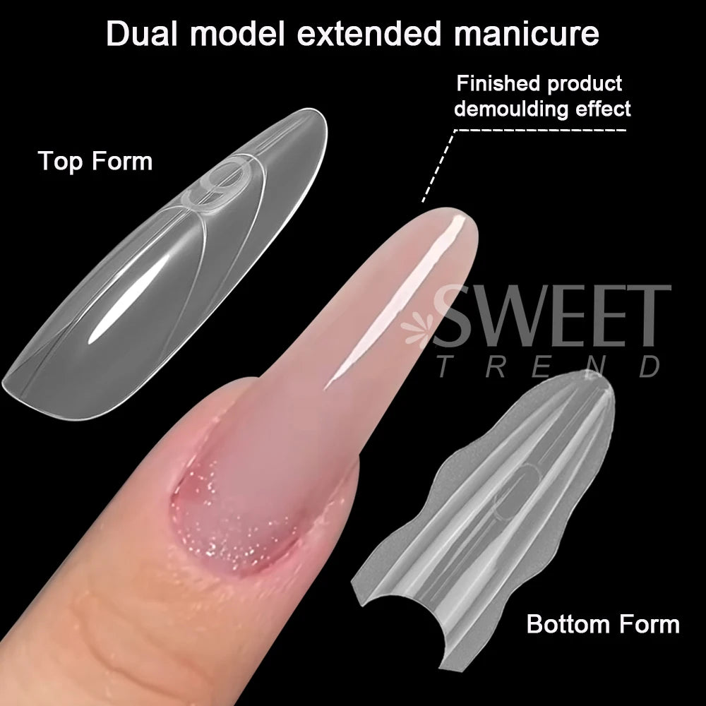 1 Box Dual Nail Forms New 180pcs 15 size Extensions-Dual Forms Long Coffin Almond Top/ Bottom Nail Forms Manicure Extension Tool