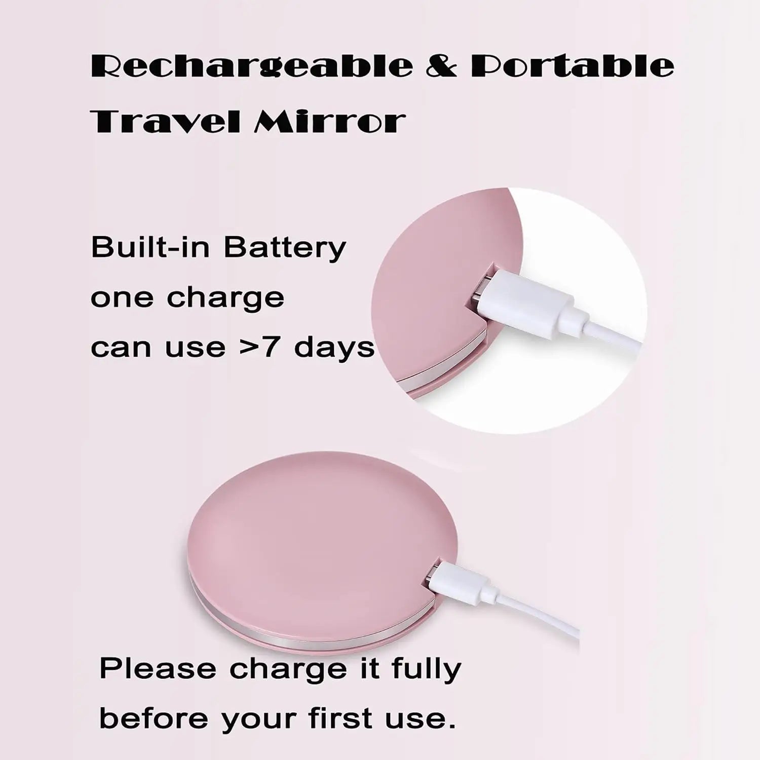 Rechargeable LED Compact Mirror with Lights | 1X/3X Magnification, Pocket Handheld Travel Mirror, Perfect for Gifts