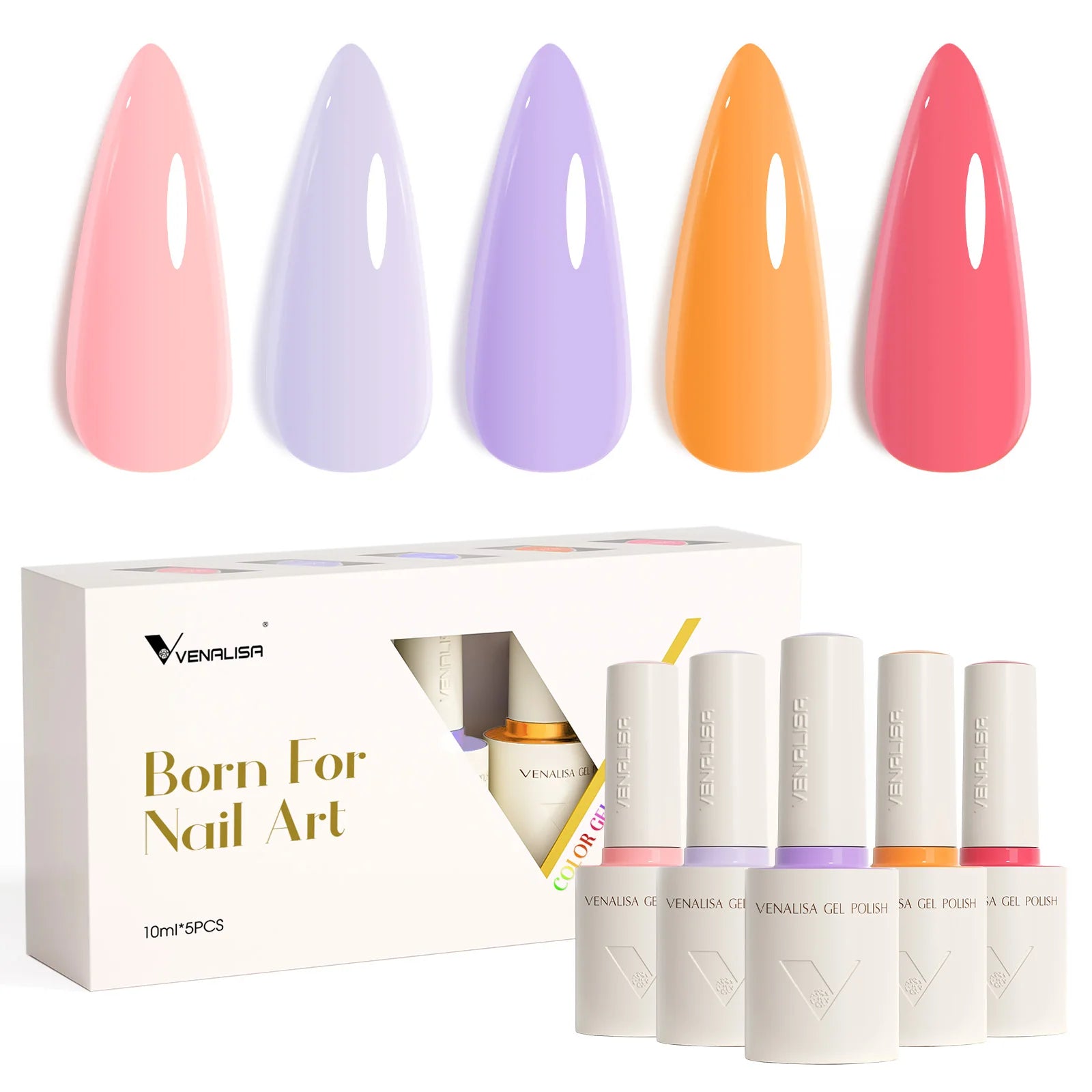 5pcs/kit Venalisa Color Gel Nail Polish Set Hema Free Soak Off UV LED Nail Gel Polish 10ml Combo TPO FREE HEMA FREE Gel Kit