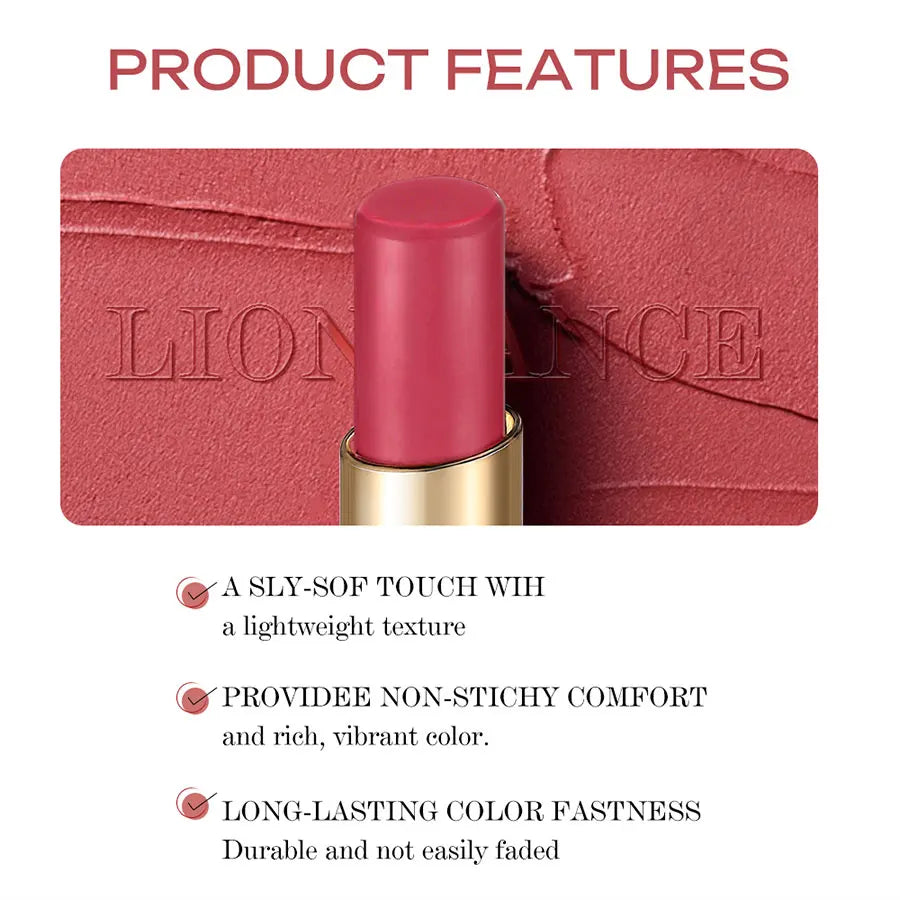 LIONDANCE Velvet Matte Lipstick Nude Soft Dark Color High Pigmented Long-Lasting Waterproof Lip Balm for Women Gift for Girls