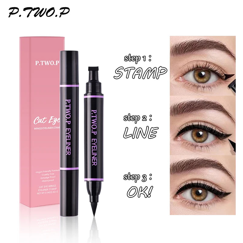 PTWOP 2-Piece Winged Eyeliner Stamp & Liquid Pencil - Black