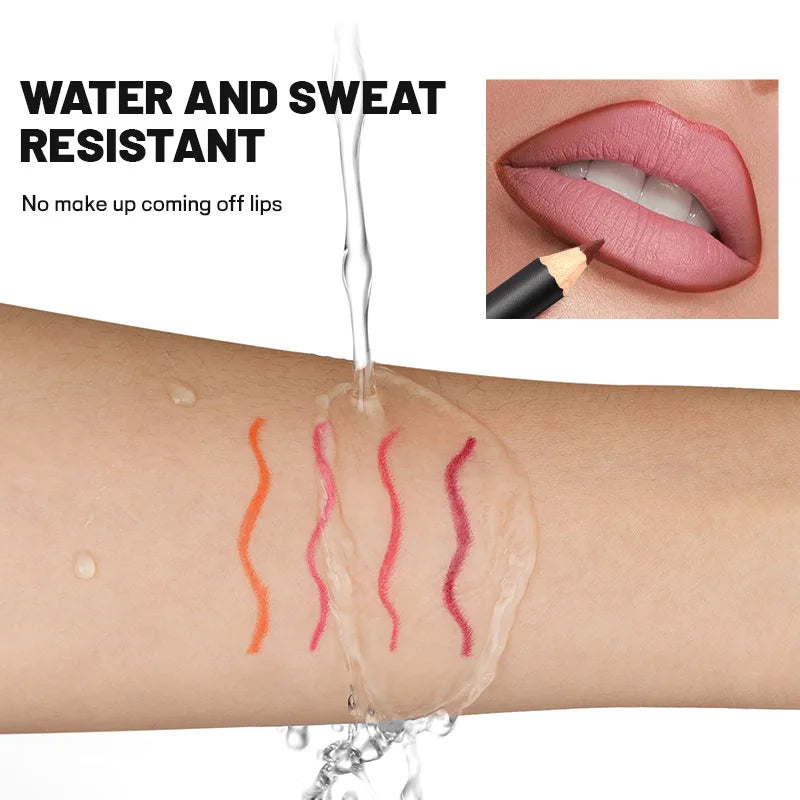 Waterproof Matte Lipliner Pencil Red Contour Tint Lipstick Long Lasting Non-stick Cup Moisturising Lips Makeup 12 Colors