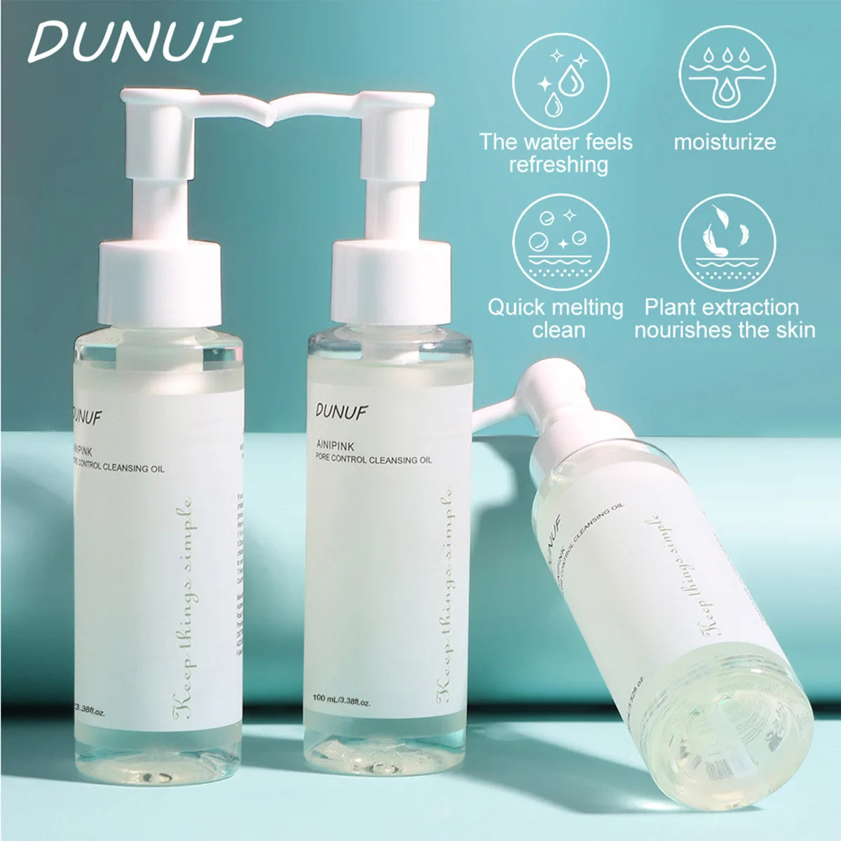 DUNUF 100ML Cleansing Oil Plant Extract Deep Cleans Facial Pores Moisturizing Reduces Blackheads Face Skin Care Makeup Remover