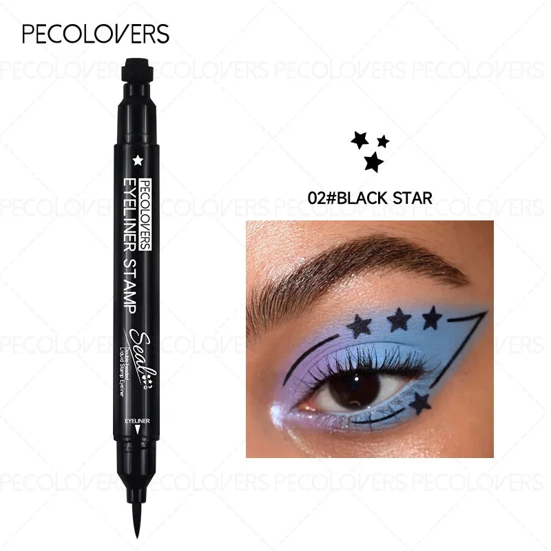 1PC Liquid Eyeliner Stamp - Waterproof, Slim Gel Felt Tip with Heart, Star, Triangle & Flower Shapes for Creative Eye Makeup