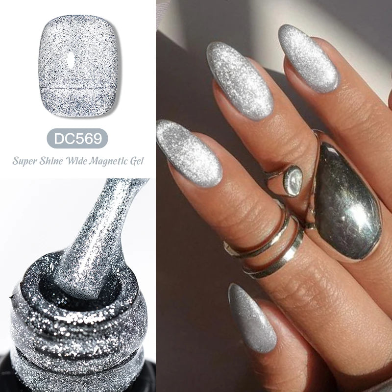 7ML Ice Transparent Glass Bead Moonlight Cat Eye Magnet Gel Nail Polish Jelly Ultra Shine Glitter Semi Permanent Soak Off UV Gel