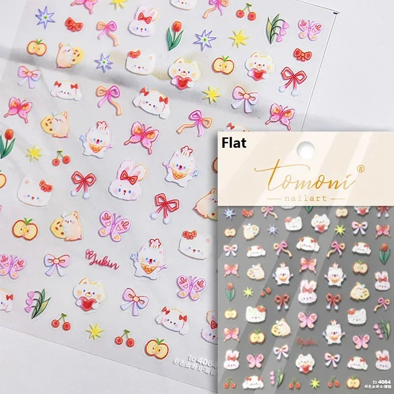 Cute Cat Eye Fishbone Animals Leopard Cat Ginger Cat Kitten Exclamation Point Paw Self Adhesive Nail Art Sticker Manicure Decals