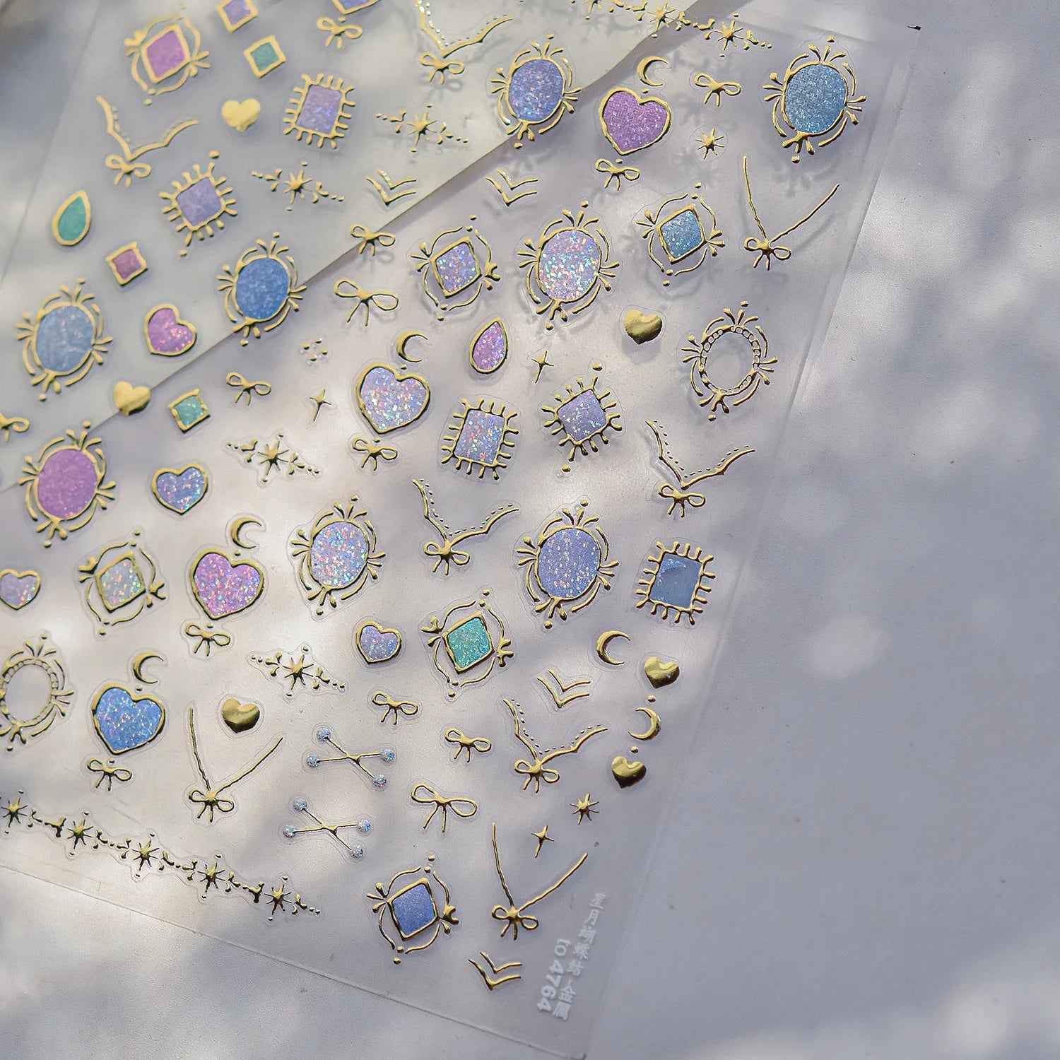 Cat's Eye 5D Gradient European Love Heart Gem Wing Crystal Geometric Colorful Self Adhesive Nail Art Stickers Manicure Decals
