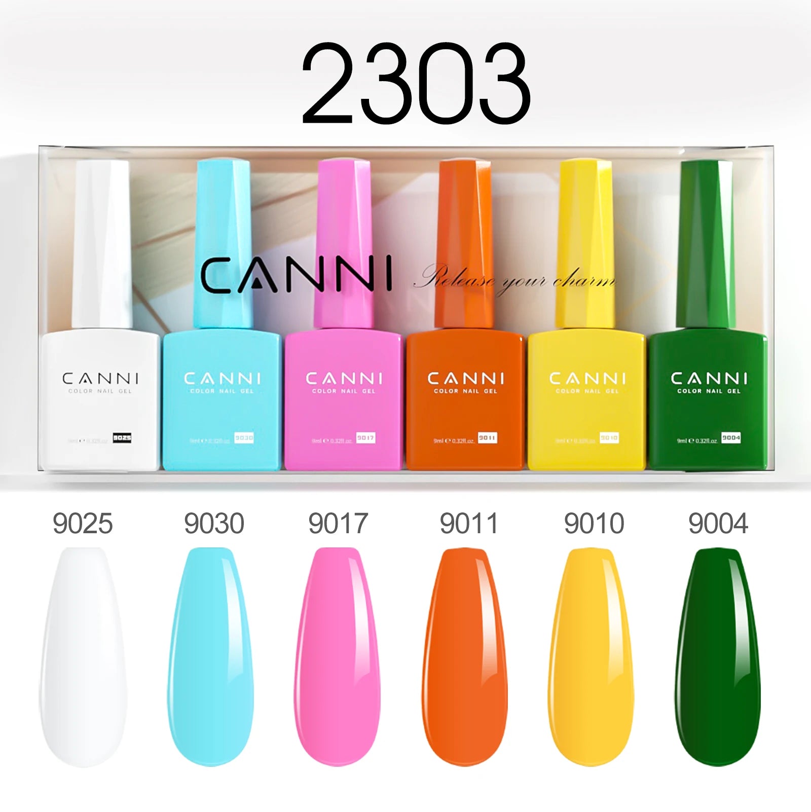 6pcs*9ml CANNI HEMA FREE Nail Gel Polish Set Gorgeous Color Semi Permanent Pigmented Painting Gel Soak off UV LED Gel Nails Kit
