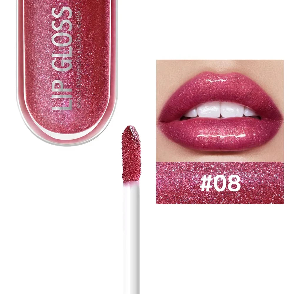USHAS 12 colors mirror fine flash liquid lipstick pearlescent color waterproof sweatproof non-stick cup lip gloss